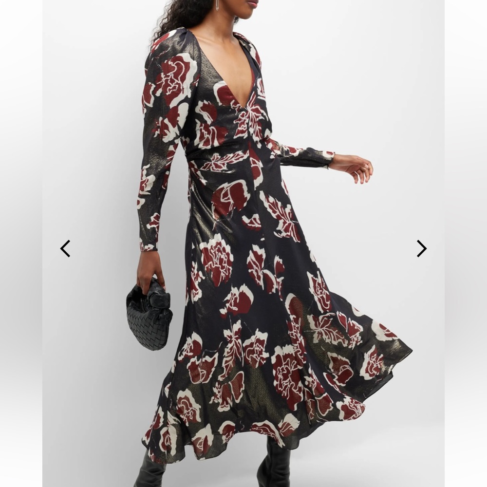 NWT Tanya Taylor lamé midi dress in size 4